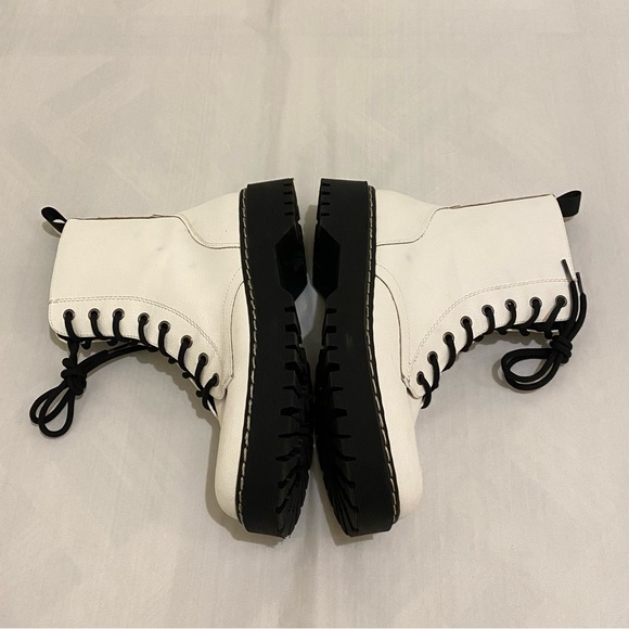 Sincerely Jules Harley White Leather Lace Up Zipper Combat Boots Size 7.5M - Picture 8 of 12